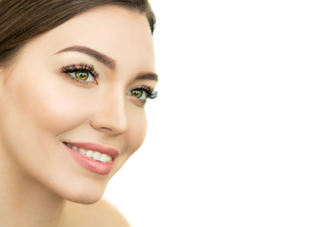 Woman with Freash Skin and Thick Eyelashes